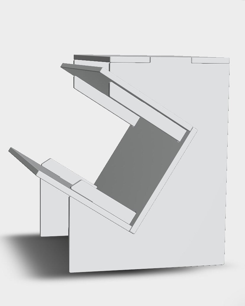 (DRAWINGS/PLANS) Screw-less record stand manufacturing drawings PDF, STEP files and DXF files.